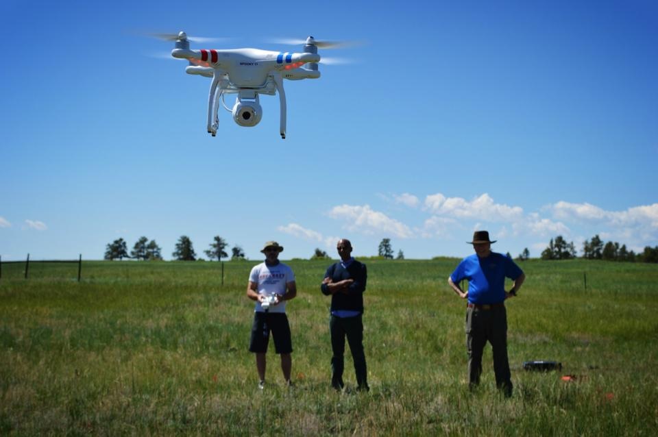 Spooky drone in flight with training team.